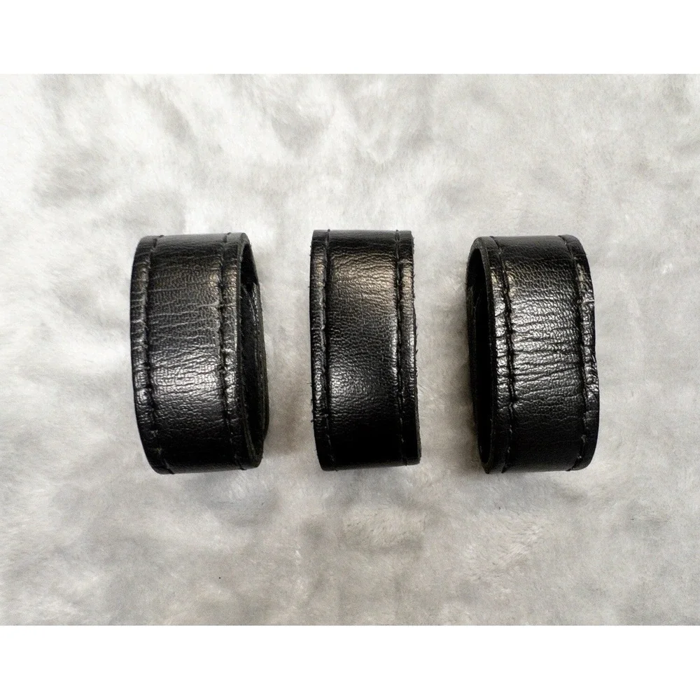 Black Leather Utility Belt Keepers Police Tactical Double Snap Qty Three